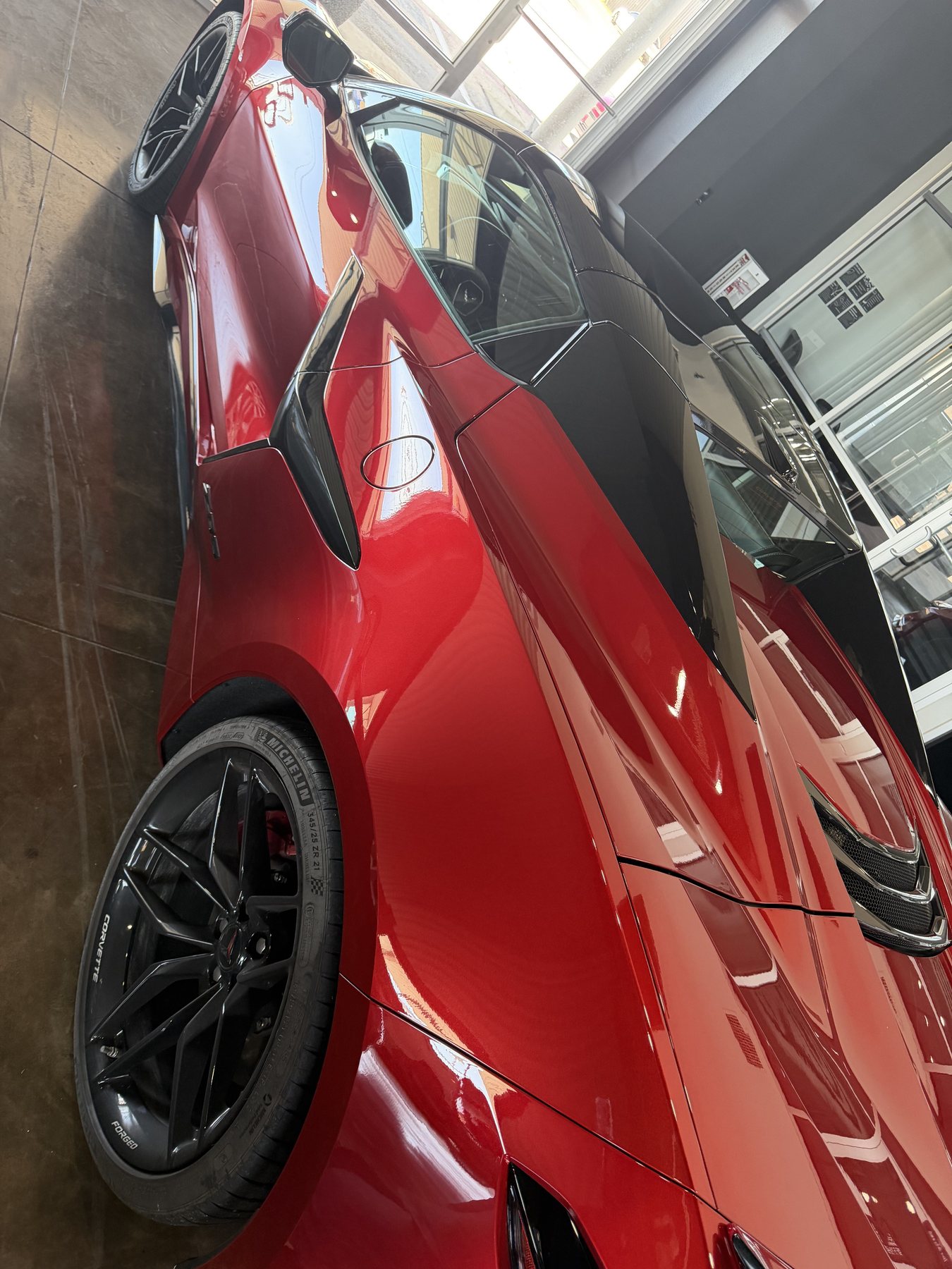 Red coupe side detail